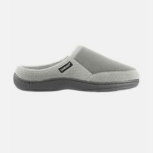 Isotoner Mens Gray Indoor/Outdoor Machine Washable Hoodback Slip On Slippers XXL